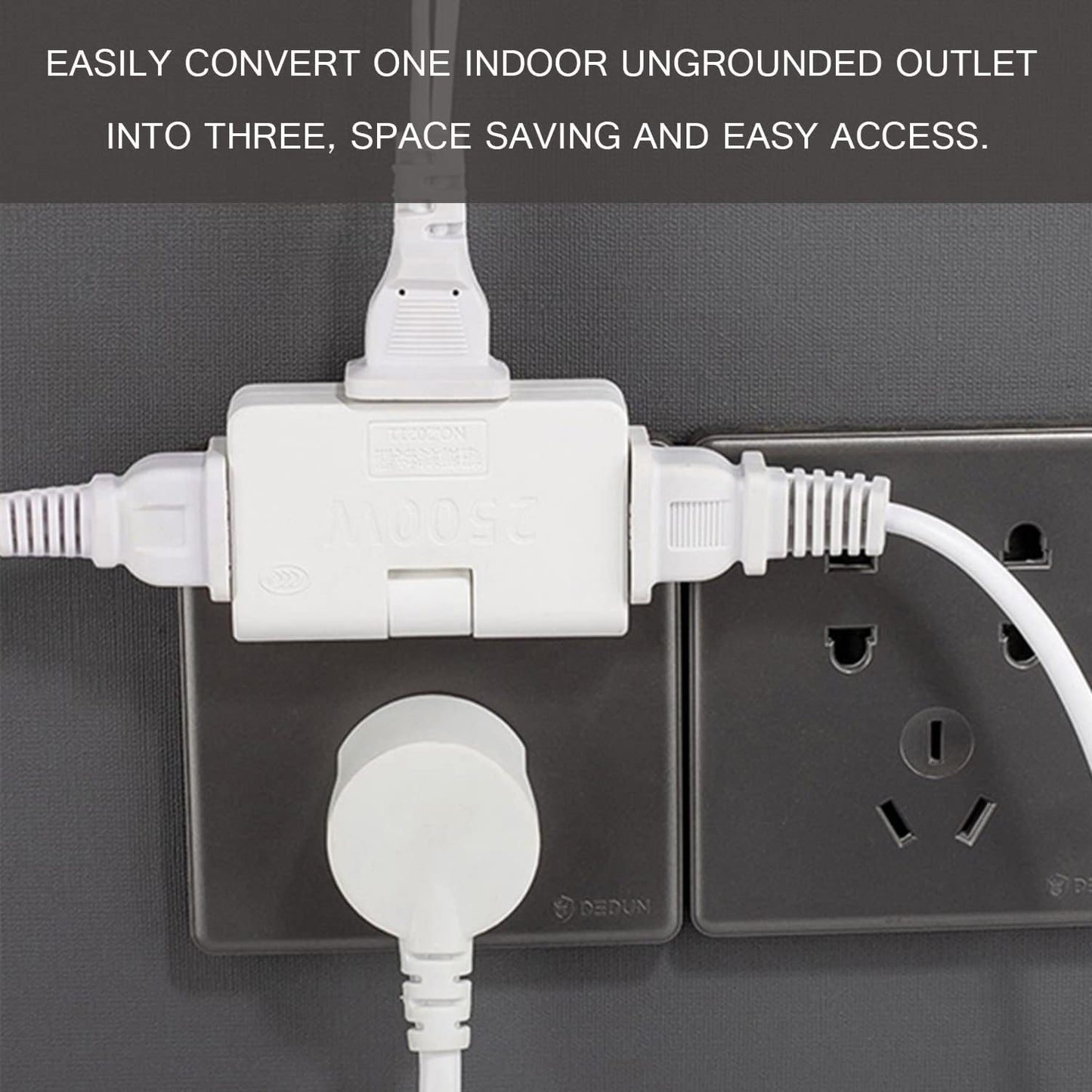 3 Way Flat Plug Adapter Power Plug.