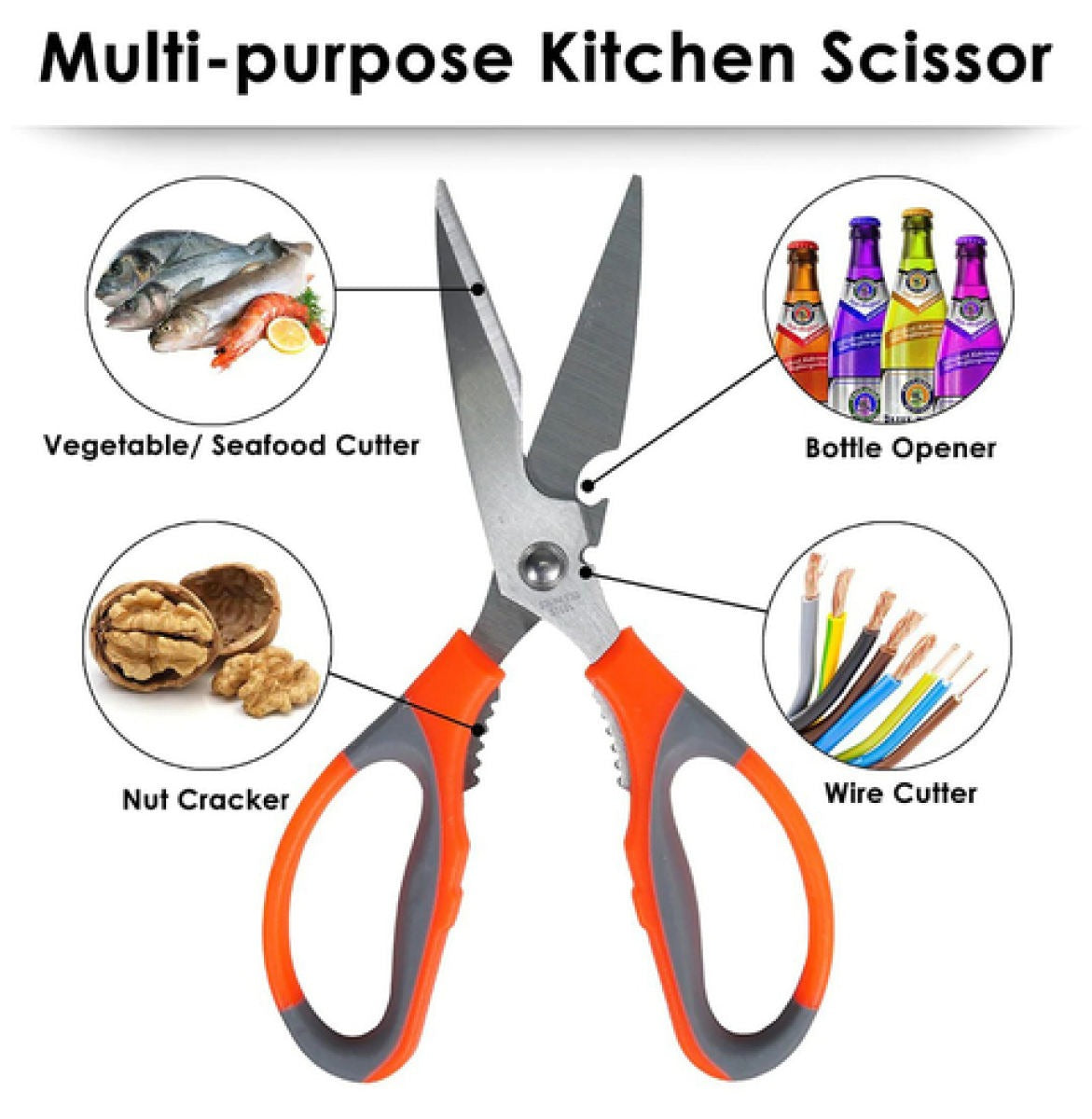 6 in 1 Multipurpose All In One Kitchen Multi functional Scissors